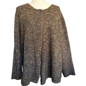 Casual Corner Vintage 1980s Wool Blend Cardigan in Variegated Green